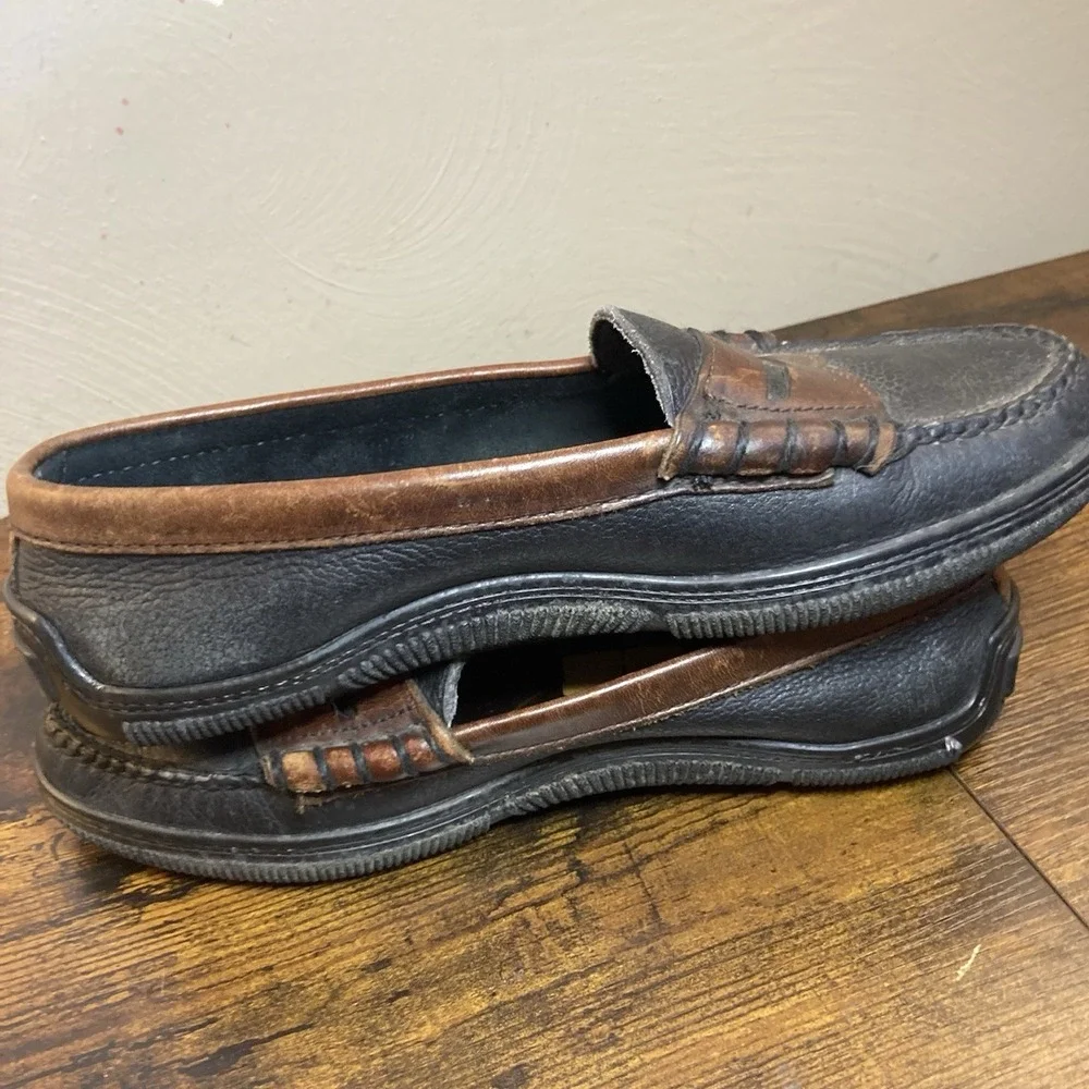Cole Haan Men's 8 Penny Loafer Two Tone Leather Slip-On Moc Toe Vtg‎ Made in USA